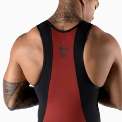Apex Weightlifting Singlet - Burgundy (IPF Approved) -Gym Power Wear singlet red back detail