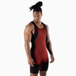 Apex Weightlifting Singlet - Burgundy (IPF Approved) -Gym Power Wear singlet red side