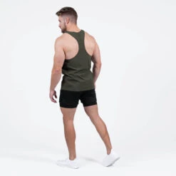 Ascend Stringer - OD Green -Gym Power Wear stringer green back