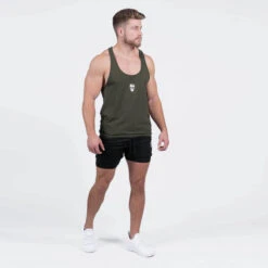 Ascend Stringer - OD Green -Gym Power Wear stringer green full