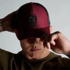 Gymreapers Trucker Hat - Maroon -Gym Power Wear trucker hat maroon front