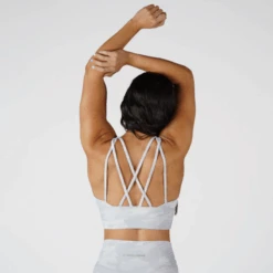 Revive High Neck Bra - White Camo -Gym Power Wear white camo bra back full