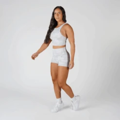 Revive High Neck Bra - White Camo -Gym Power Wear white camo bra full