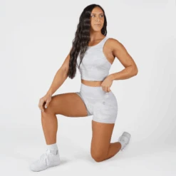 Revive High Neck Bra - White Camo -Gym Power Wear white camo bra kneel