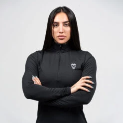 Women's Performance Quarter Zip -Gym Power Wear womens performance 1 4 zip black detail