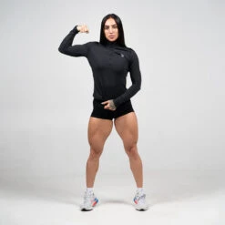 Women's Performance Quarter Zip -Gym Power Wear womens performance 1 4 zip black full