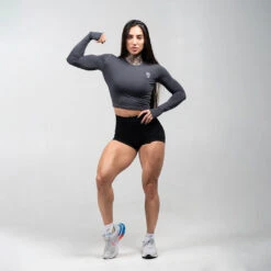 Women's Performance Long Sleeve - Obsidian -Gym Power Wear womens performance long sleeve obsidian full