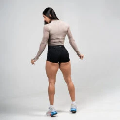 Women's Performance Long Sleeve - Taupe -Gym Power Wear womens performance long sleeve taupe back