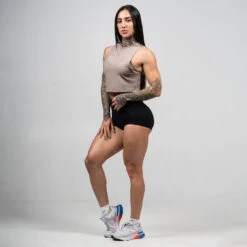 Women's Performance Tank - Taupe -Gym Power Wear womens performance tank taupe full