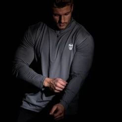 Performance Quarter Zip - Steel -Gym Power Wear zip steel detail